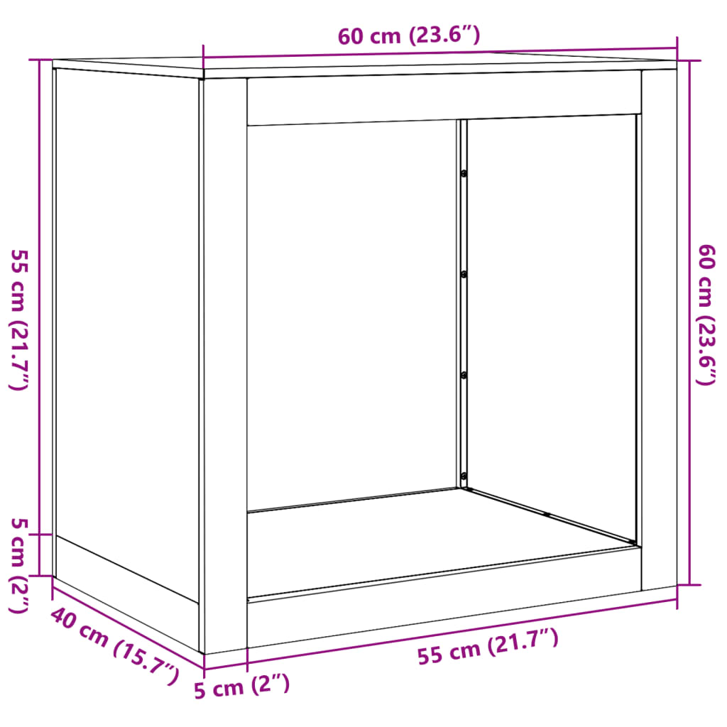 Firewood Rack White 60x40x60 cm Steel