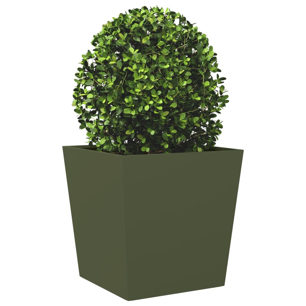 Garden Planters Olive Green 2 pcs 50x50x50 cm Steel