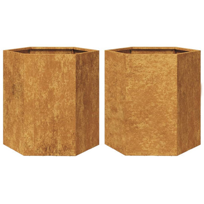 Garden Planters 2 pcs Hexagon 46x40x45 cm Weathering Steel