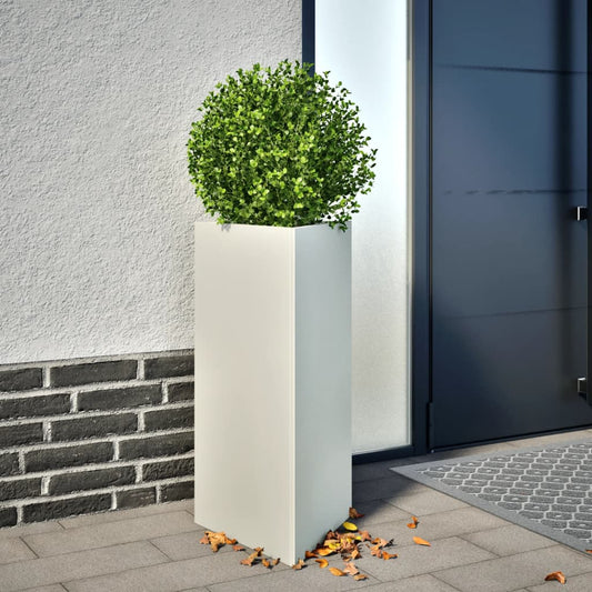 Garden Planters 2 pcs White Triangular 40x34.5x70 cm Steel