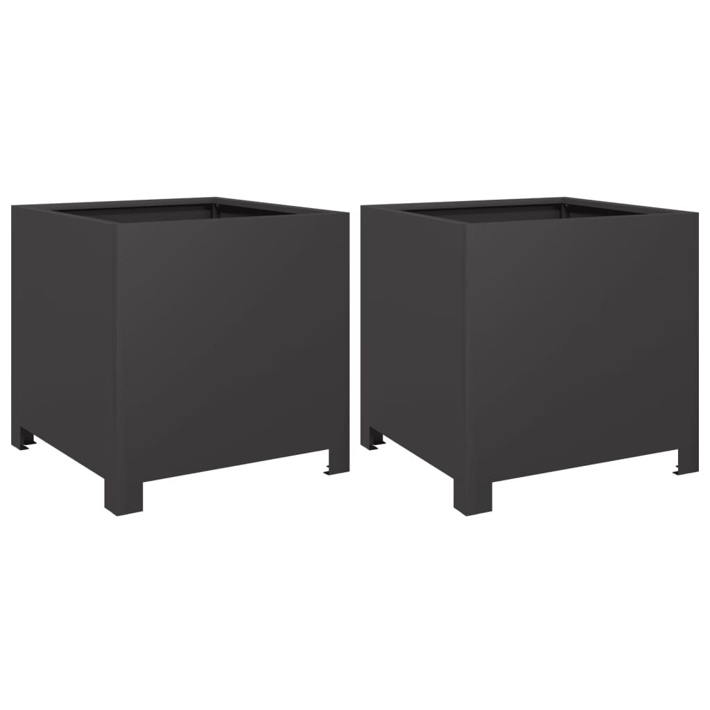 Garden Planters 2 pcs Black 40x40x40 cm Steel