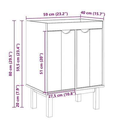 Bathroom Sink Cabinet OTTA 59x40x80 cm Solid Wood Pine