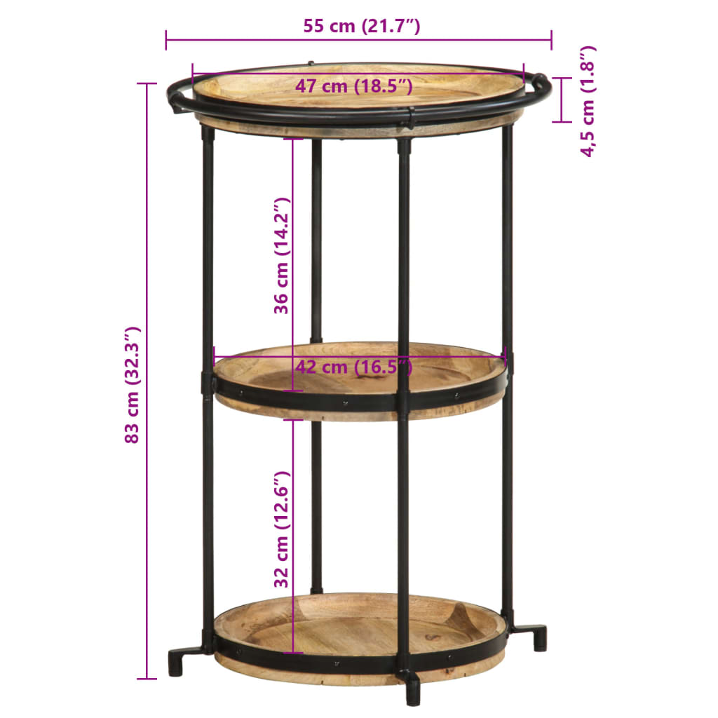 Side Table Ø55x83 cm Solid Wood Mango