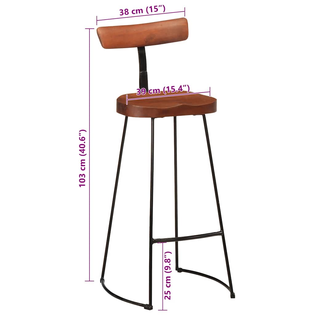 Bar Stools 2 pcs 49x43x103 cm Solid Wood Mango
