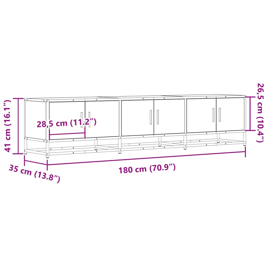 TV Cabinet Brown Oak 180x35x41 cm Engineered Wood