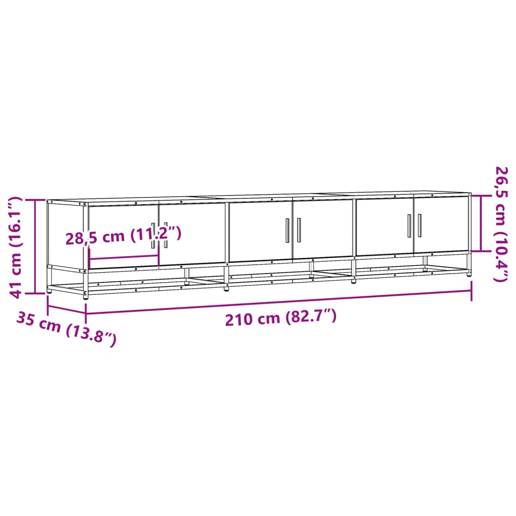 TV Cabinet Grey Sonoma 210x35x41 cm Engineered Wood