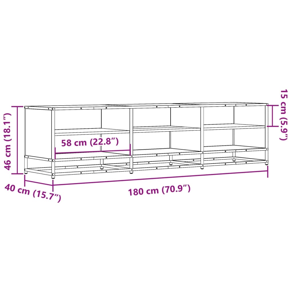 TV Cabinet Smoked Oak 180x40x46 cm Engineered Wood