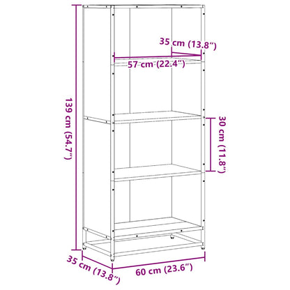 Bookcase Black 60x35x139 cm Engineered Wood