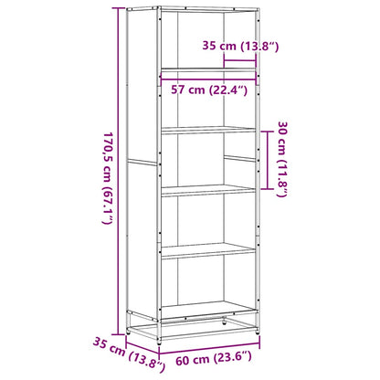 Bookcase Black 60x35x170.5 cm Engineered Wood