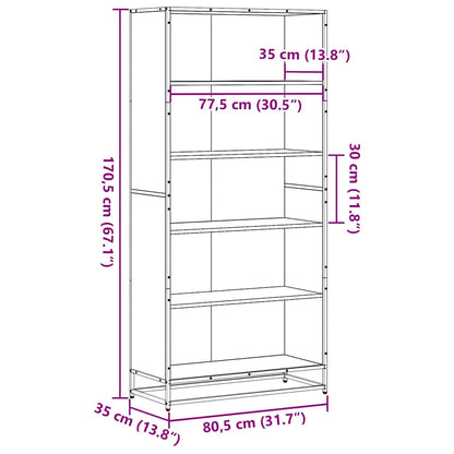 Bookcase Black 80.5x35x170.5 cm Engineered Wood