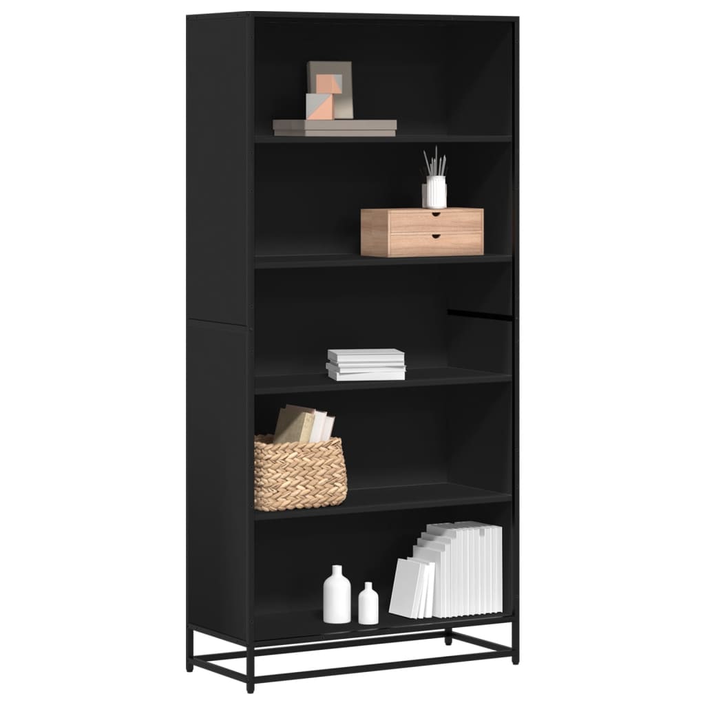 Bookcase Black 80.5x35x170.5 cm Engineered Wood