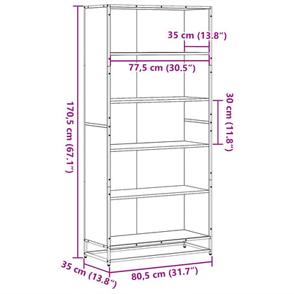 Bookcase Sonoma Oak 80.5x35x170.5 cm Engineered Wood