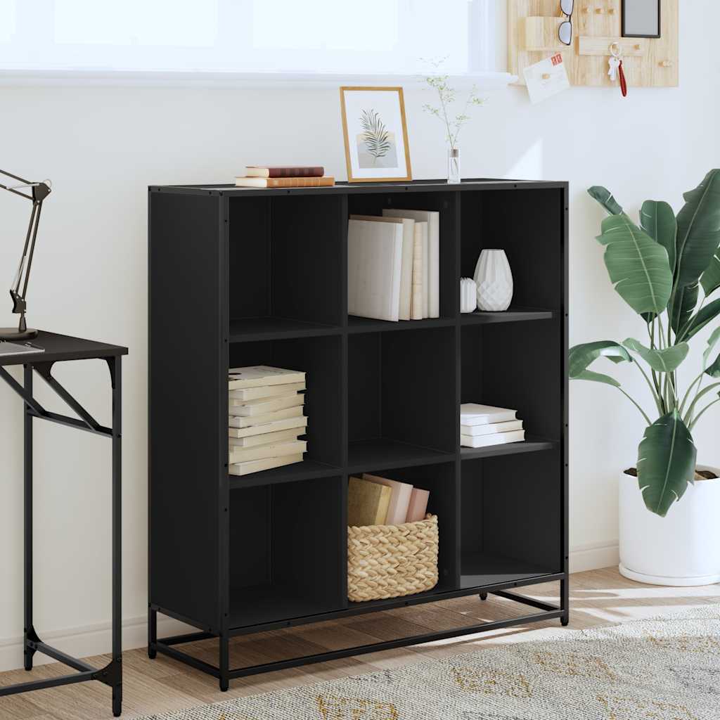 Bookcase Black 97.5x33x107.5 cm Engineered Wood and Metal