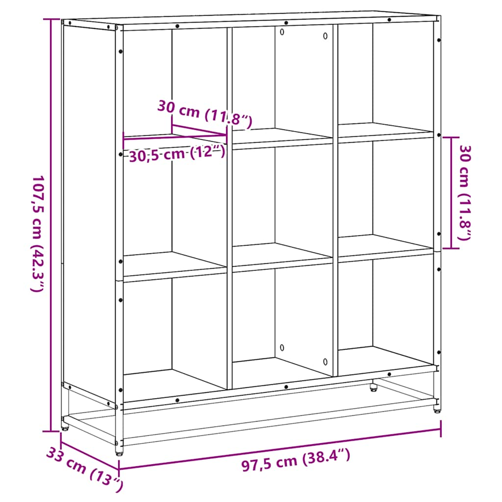 Bookcase Black 97.5x33x107.5 cm Engineered Wood and Metal