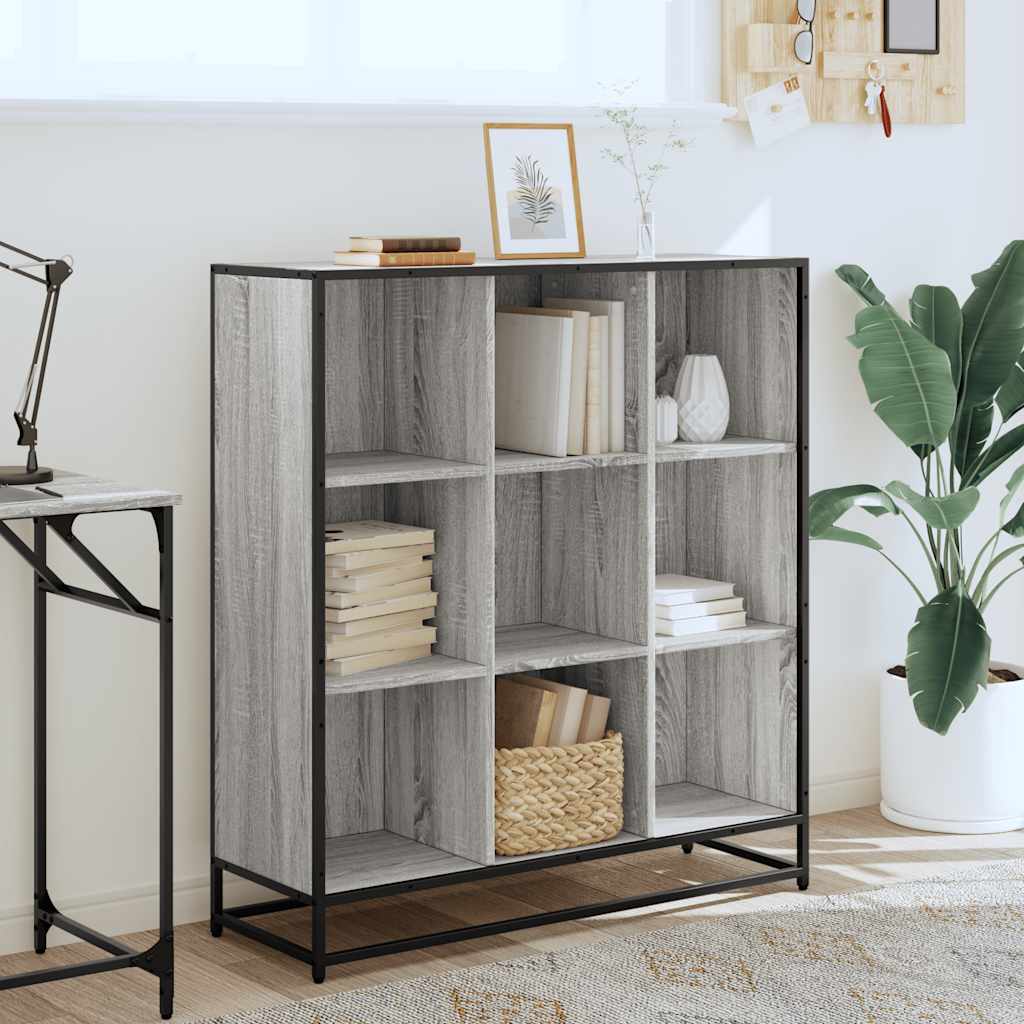 Bookcase Grey Sonoma 97.5x33x107.5 cm Engineered Wood and Metal