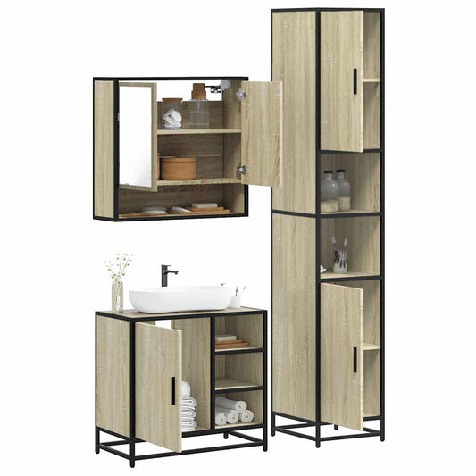 4 Piece Bathroom Furniture Set Sonoma Oak Engineered Wood