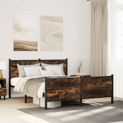 Metal Bed Frame without Mattress Smoked Oak 140x190 cm