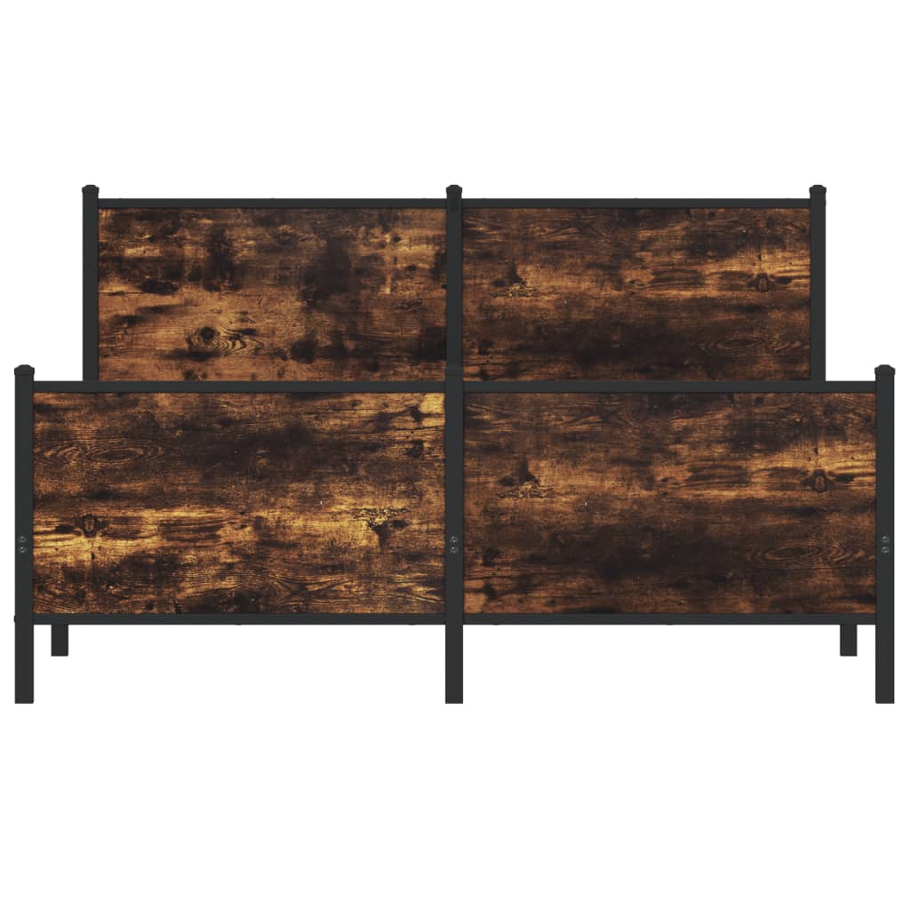 Metal Bed Frame without Mattress Smoked Oak 160x200 cm