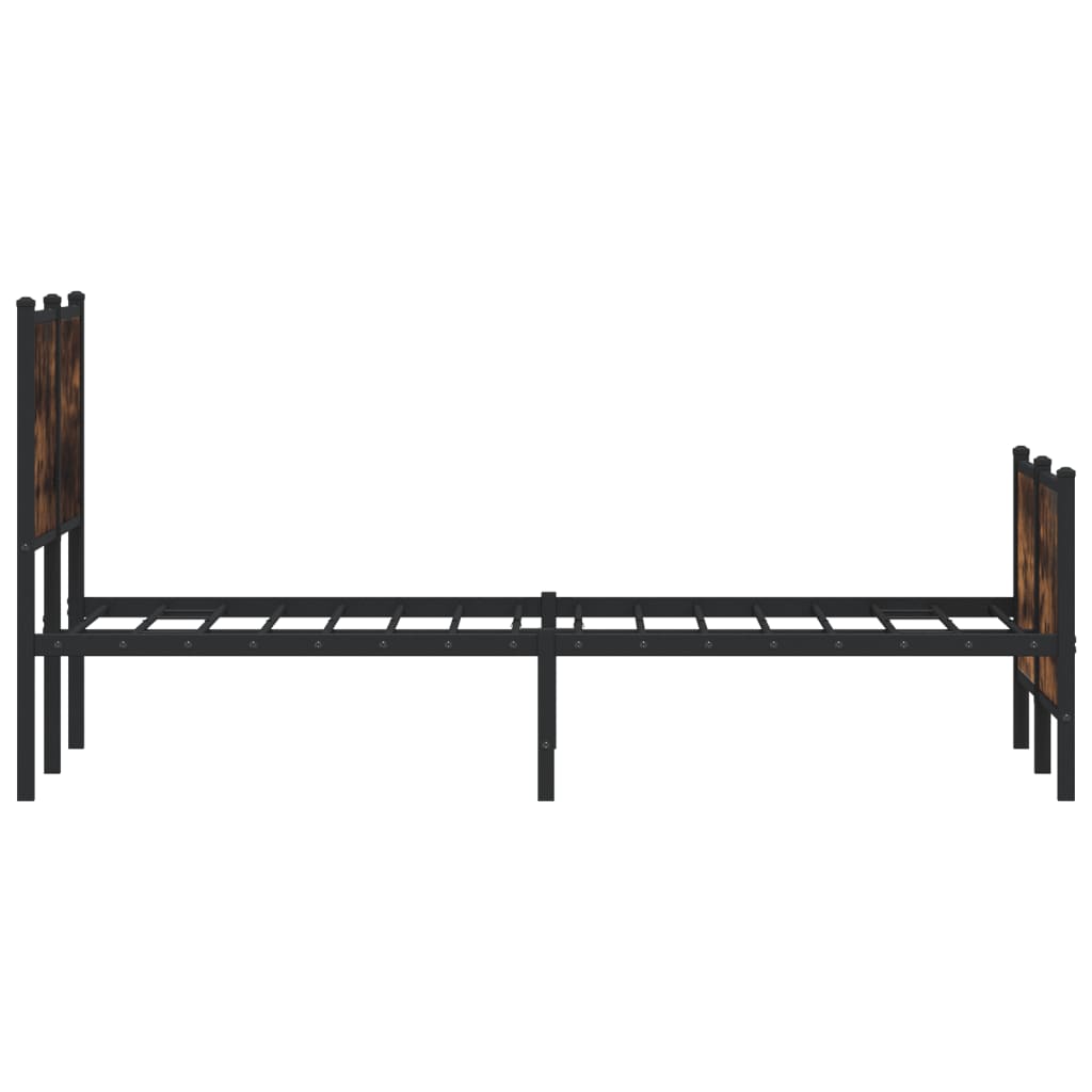 Metal Bed Frame without Mattress Smoked Oak 160x200 cm