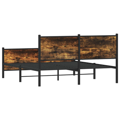Metal Bed Frame without Mattress Smoked Oak 160x200 cm