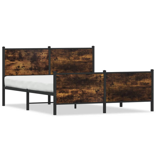 Metal Bed Frame without Mattress Smoked Oak 160x200 cm