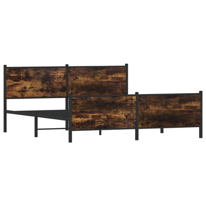 Metal Bed Frame without Mattress Smoked Oak 180x200 cm Super King