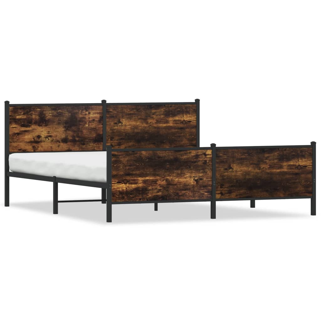 Metal Bed Frame without Mattress Smoked Oak 180x200 cm Super King