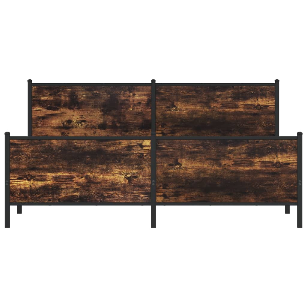 Metal Bed Frame without Mattress Smoked Oak 180x200 cm Super King