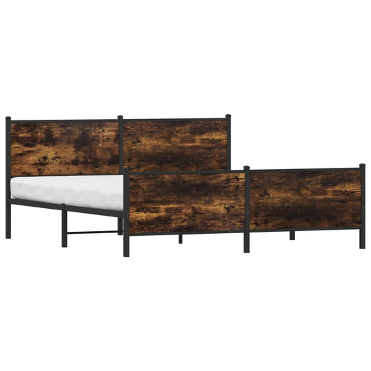 Metal Bed Frame without Mattress Smoked Oak 180x200 cm Super King