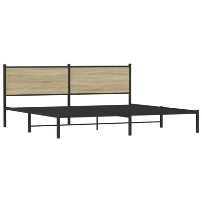 Metal Bed Frame without Mattress Sonoma Oak 200x200 cm