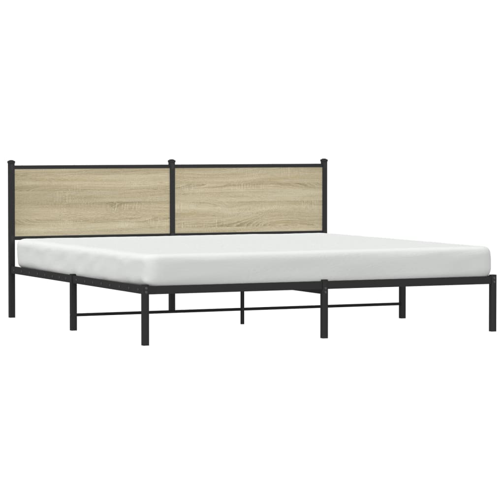 Metal Bed Frame without Mattress Sonoma Oak 200x200 cm