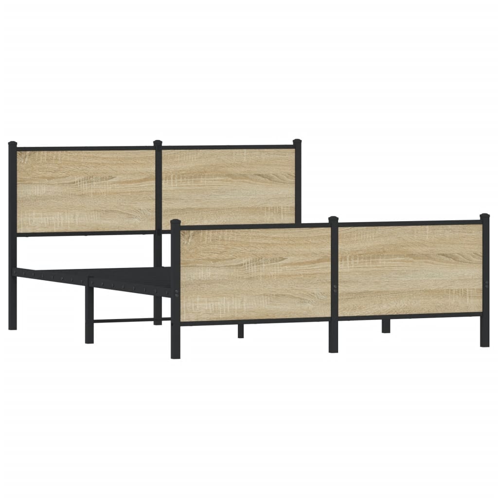 Metal Bed Frame without Mattress Sonoma Oak 160x200 cm