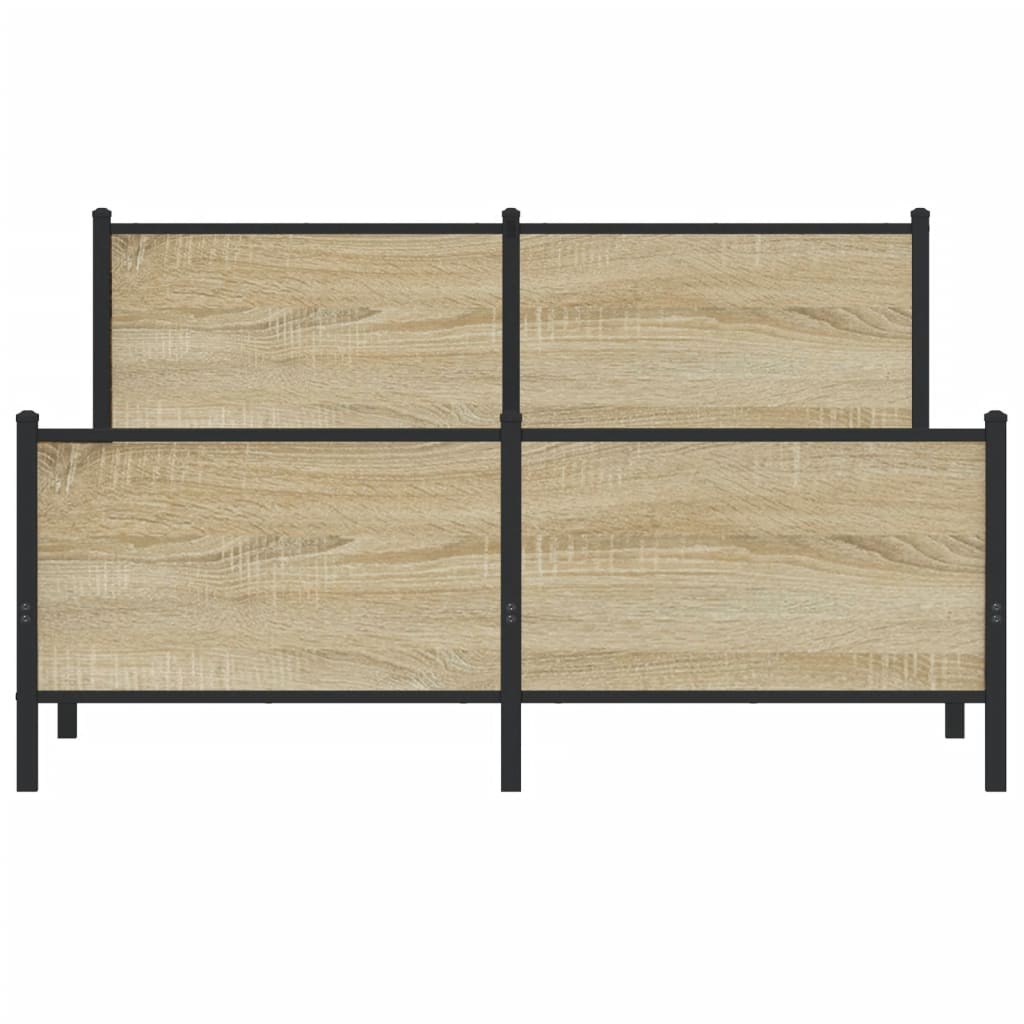 Metal Bed Frame without Mattress Sonoma Oak 160x200 cm