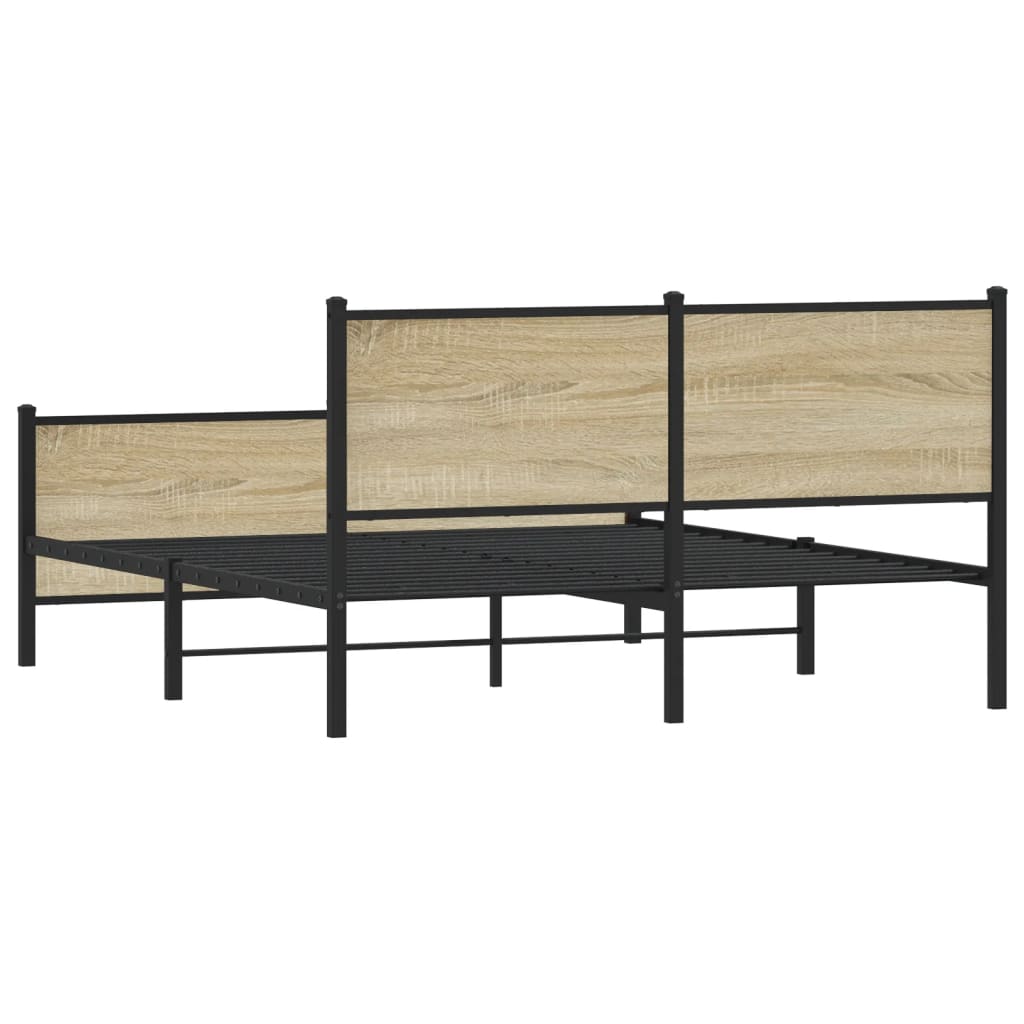 Metal Bed Frame without Mattress Sonoma Oak 160x200 cm