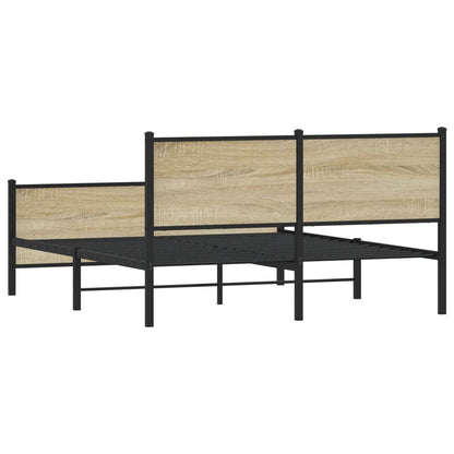 Metal Bed Frame without Mattress Sonoma Oak 160x200 cm