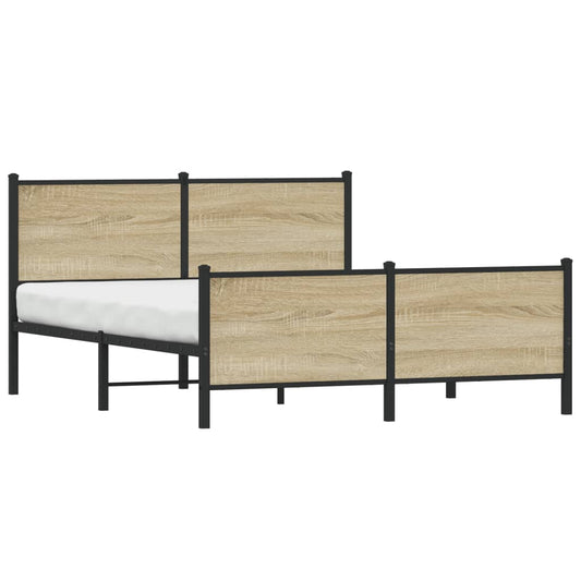 Metal Bed Frame without Mattress Sonoma Oak 160x200 cm