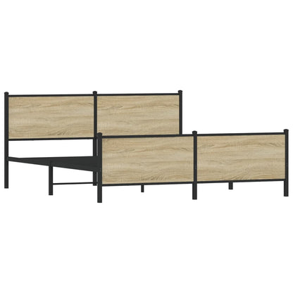 Metal Bed Frame without Mattress Sonoma Oak 200x200 cm