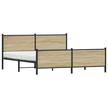 Metal Bed Frame without Mattress Sonoma Oak 200x200 cm