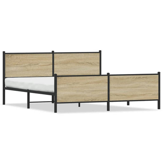 Metal Bed Frame without Mattress Sonoma Oak 200x200 cm