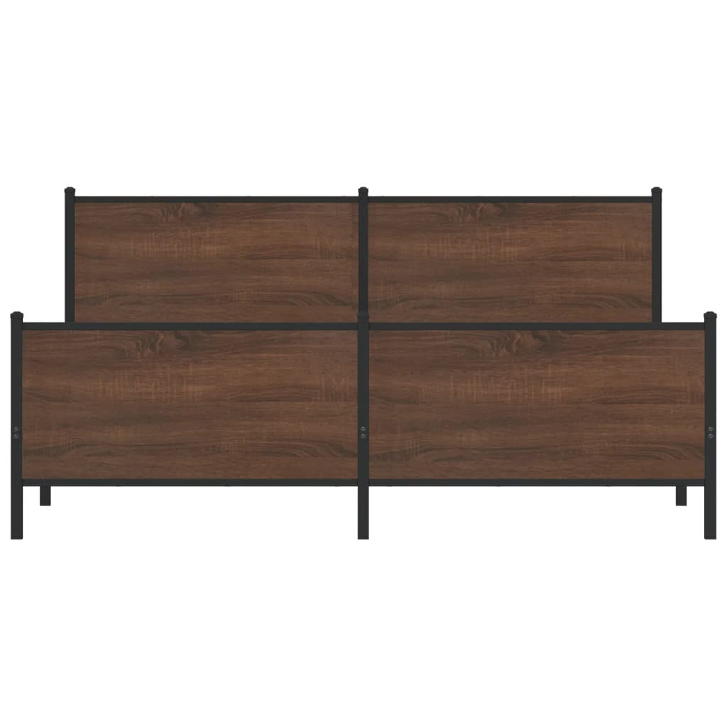 Metal Bed Frame without Mattress Brown Oak 200x200 cm