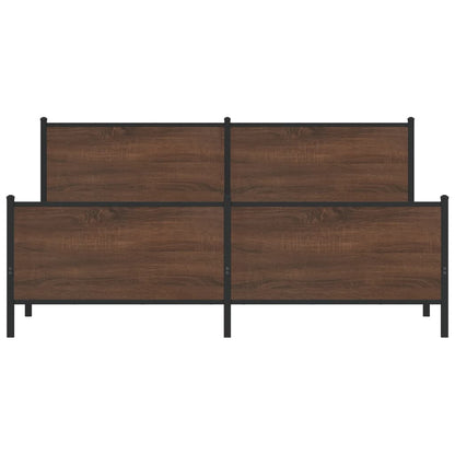Metal Bed Frame without Mattress Brown Oak 200x200 cm