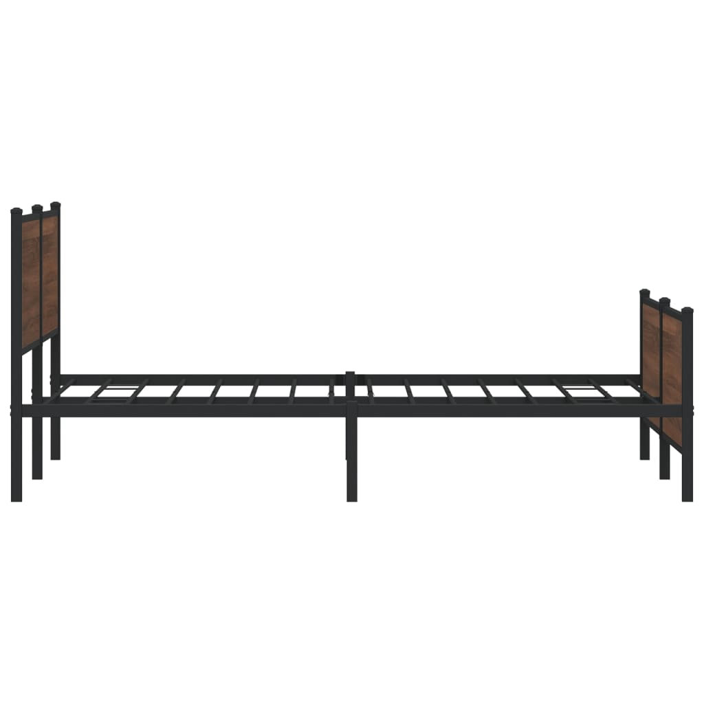 Metal Bed Frame without Mattress Brown Oak 200x200 cm