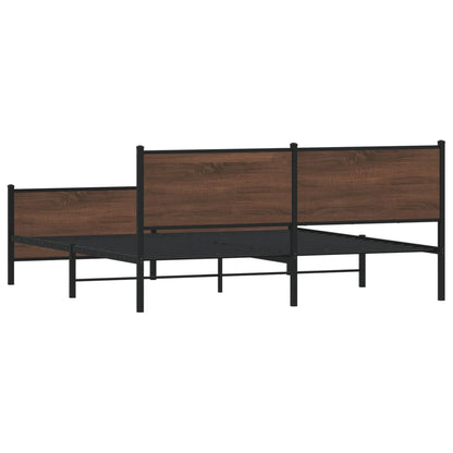 Metal Bed Frame without Mattress Brown Oak 200x200 cm