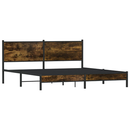 Metal Bed Frame without Mattress Smoked Oak 180x200 cm Super King
