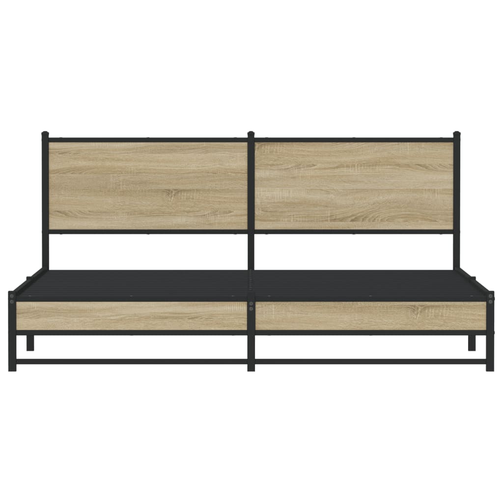 Metal Bed Frame without Mattress Sonoma Oak 180x200 cm Super King