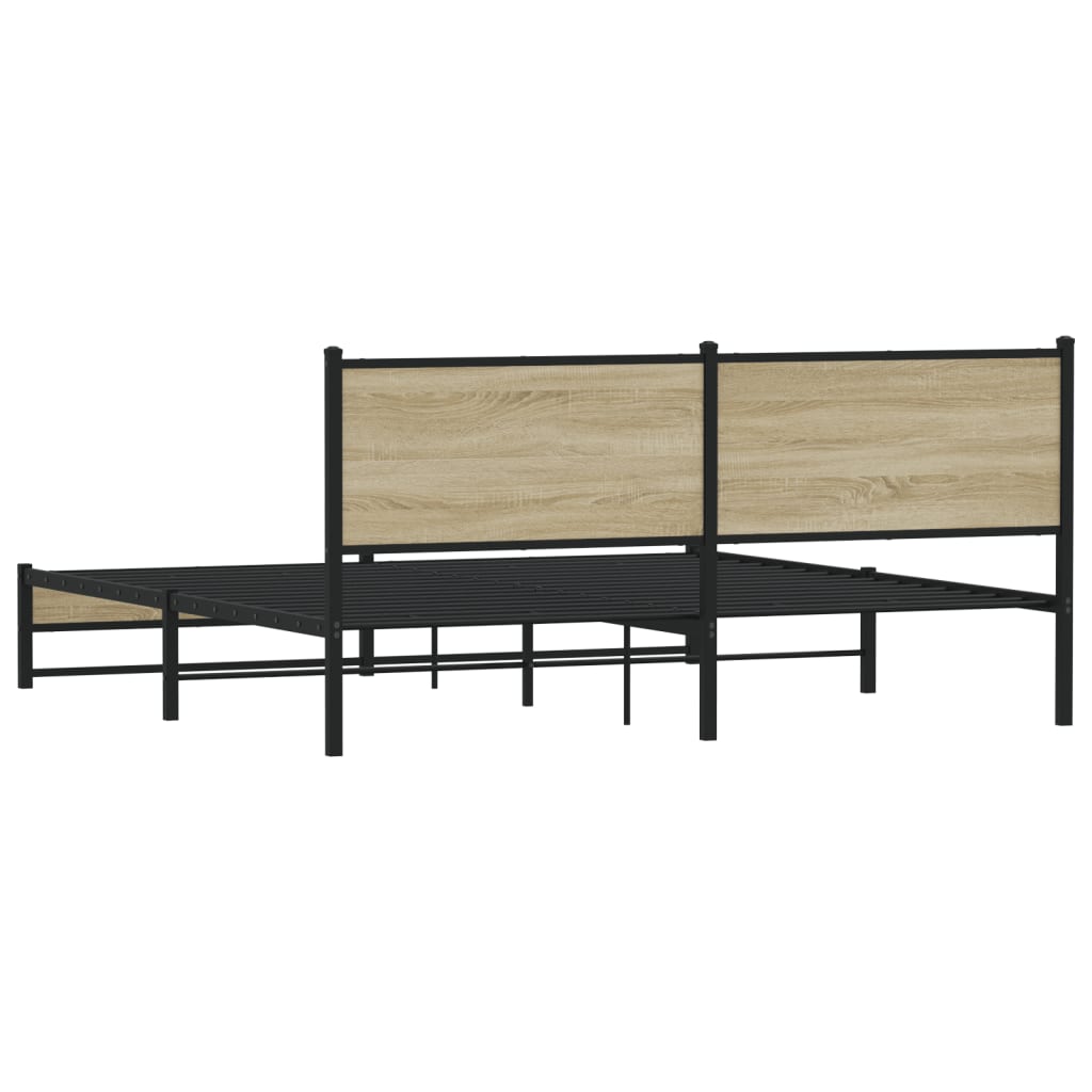 Metal Bed Frame without Mattress Sonoma Oak 180x200 cm Super King
