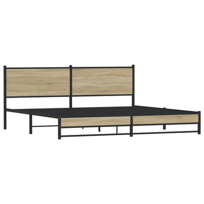 Metal Bed Frame without Mattress Sonoma Oak 193x203 cm
