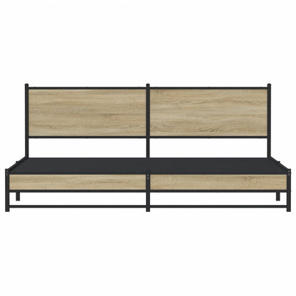 Metal Bed Frame without Mattress Sonoma Oak 193x203 cm