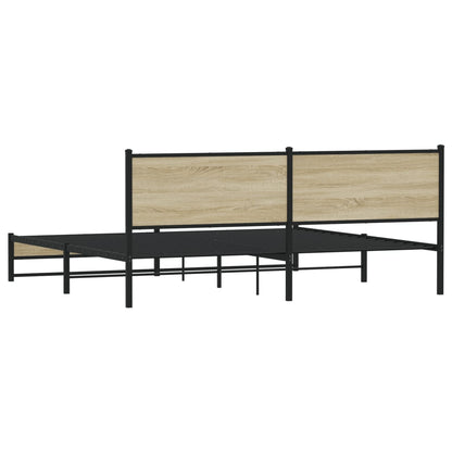 Metal Bed Frame without Mattress Sonoma Oak 193x203 cm