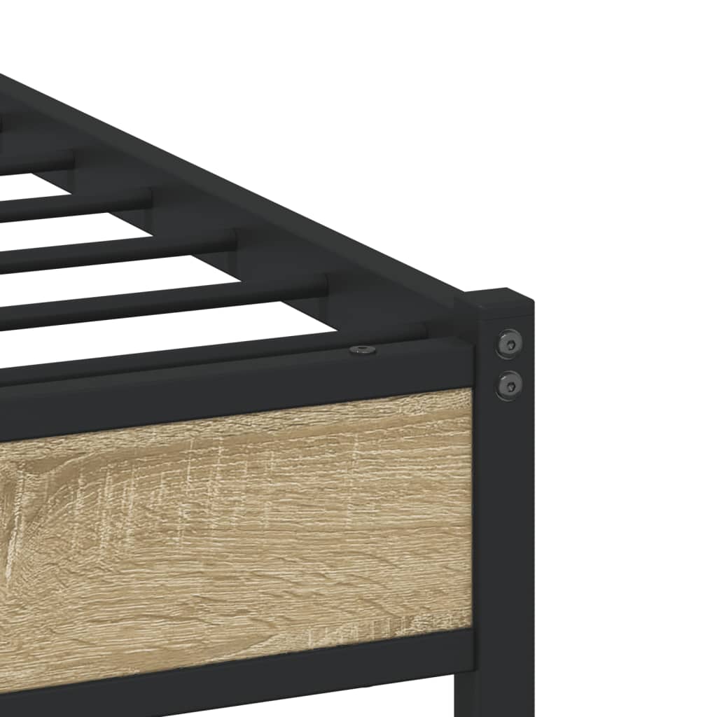 Metal Bed Frame without Mattress Sonoma Oak 193x203 cm